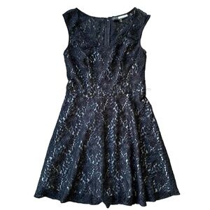 Plenty by Tracy Reese Audrey Lace Cocktail Dress Black Silver Size Petite 6